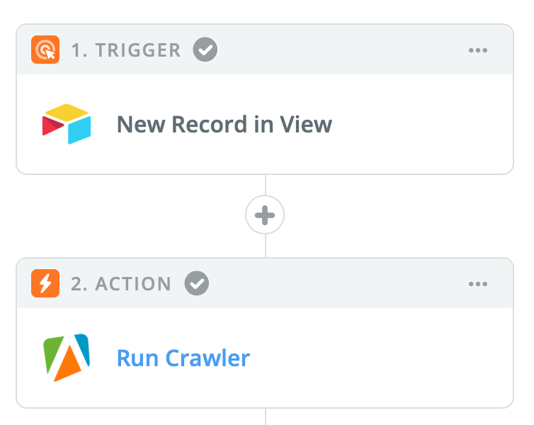 Zapier Zap for triggering an Apify crawler when new records are added to an Airtable view
